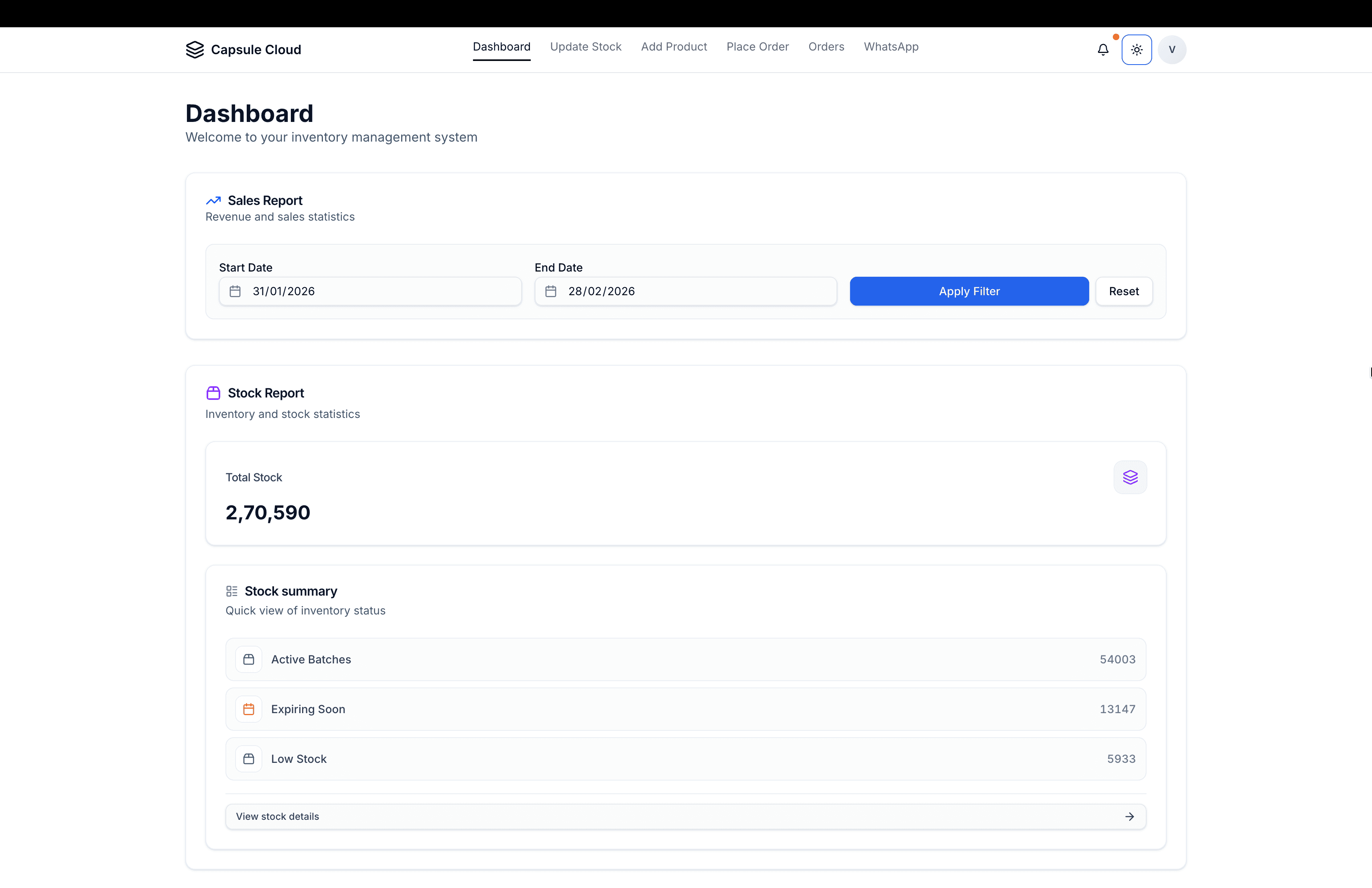 Capsule Cloud – Inventory Management